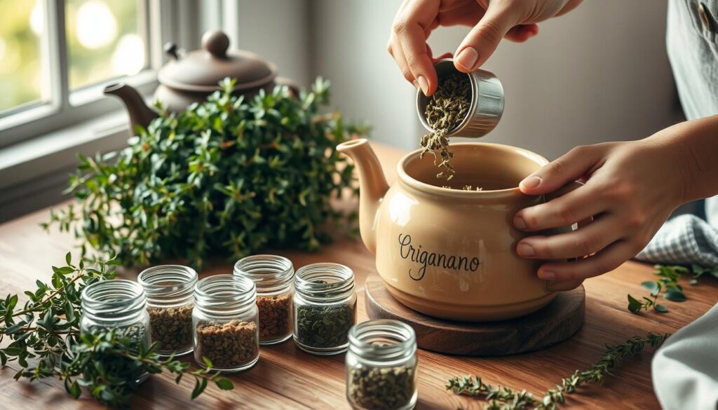 Préparation de la tisane d'origan Préparation de la tisane d'origan