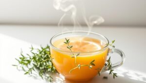Tisane de thym citronné avec des feuilles fraîches Tisane de thym citronné avec des feuilles fraîches