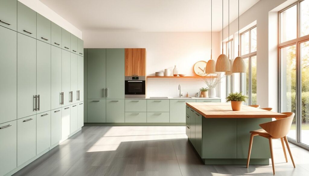 meubles vert sauge cuisine moderne